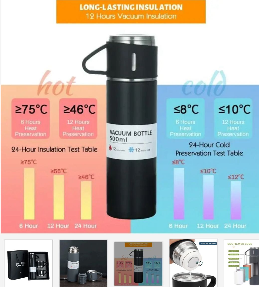 Stainless Steel Vacuum Flask Set Kitchenware
